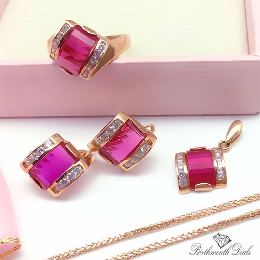 July Ruby Birthstone Jewelry Set - Birthmonth Deals