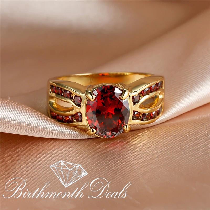 January Garnet Birthstone Ring - Birthmonth Deals