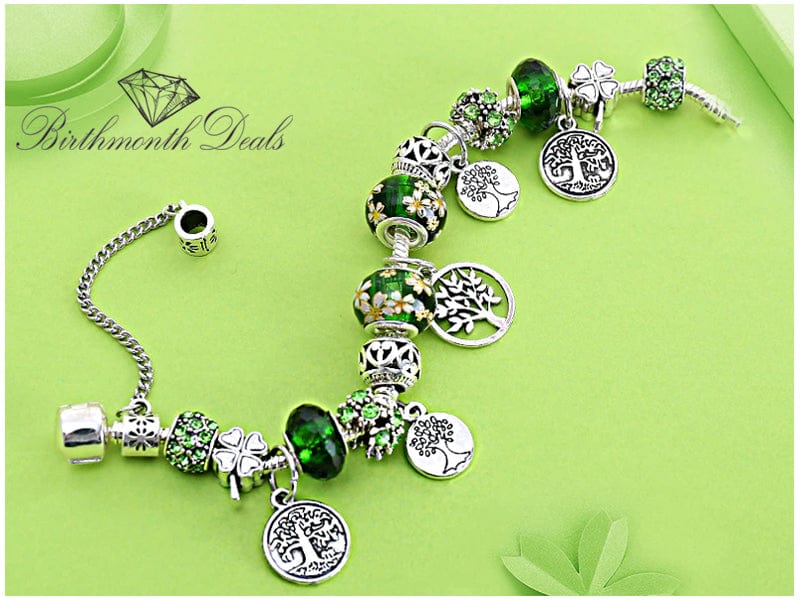 Tree of Life Peridot August Birthstone Charm Bracelet - Birthmonth Deals