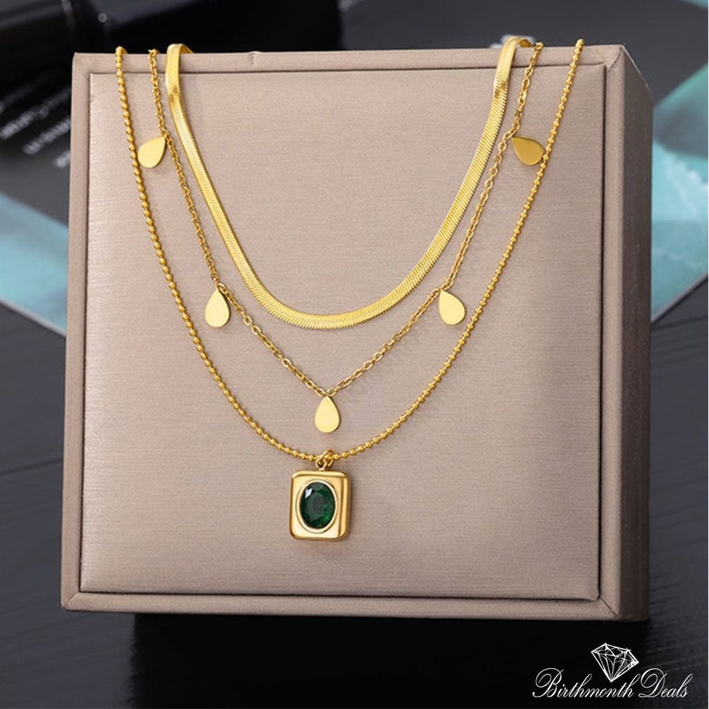 Multi Layered Stainless Necklace in Gold Collection - Birthmonth Deals