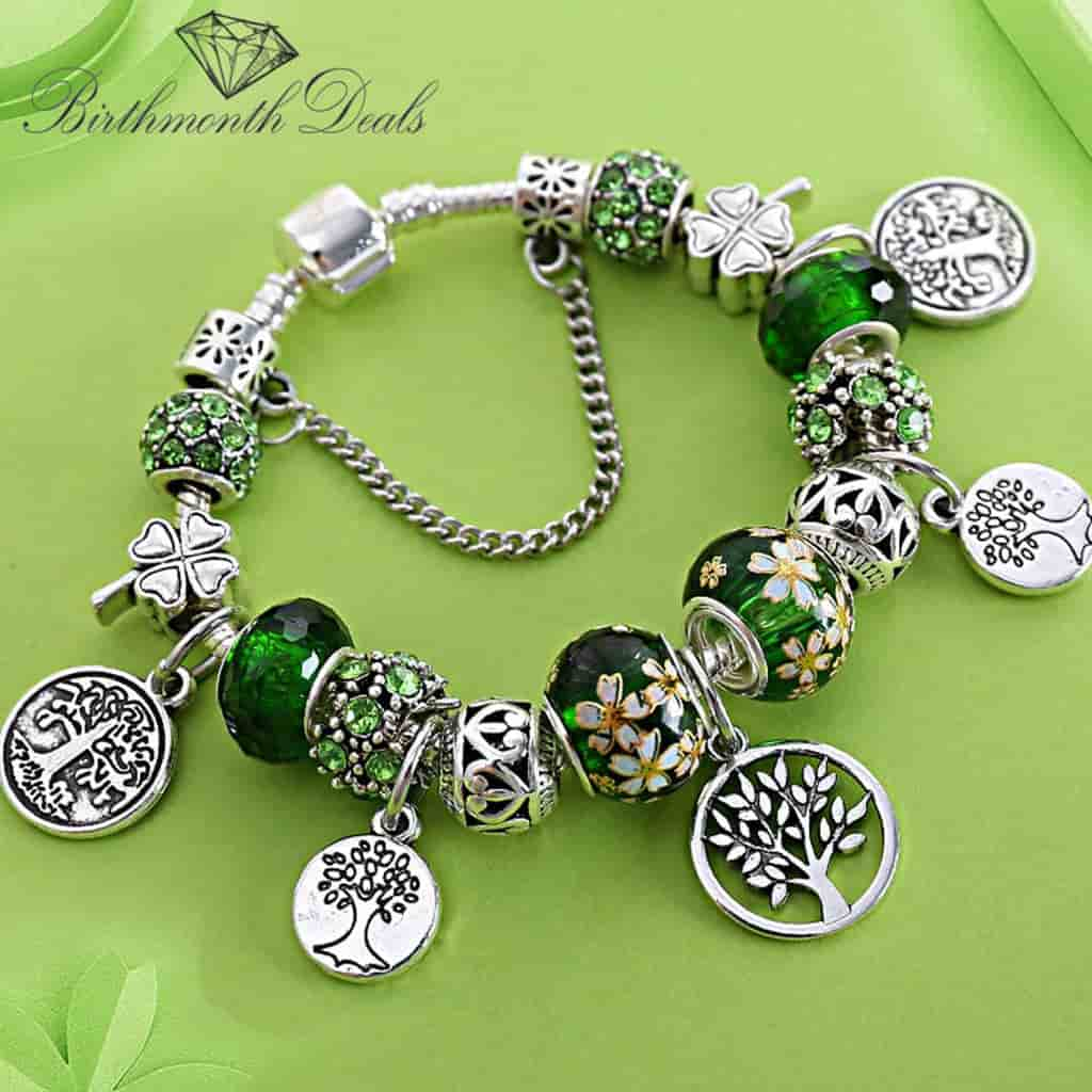 Tree of Life Peridot August Birthstone Charm Bracelet - Birthmonth Deals