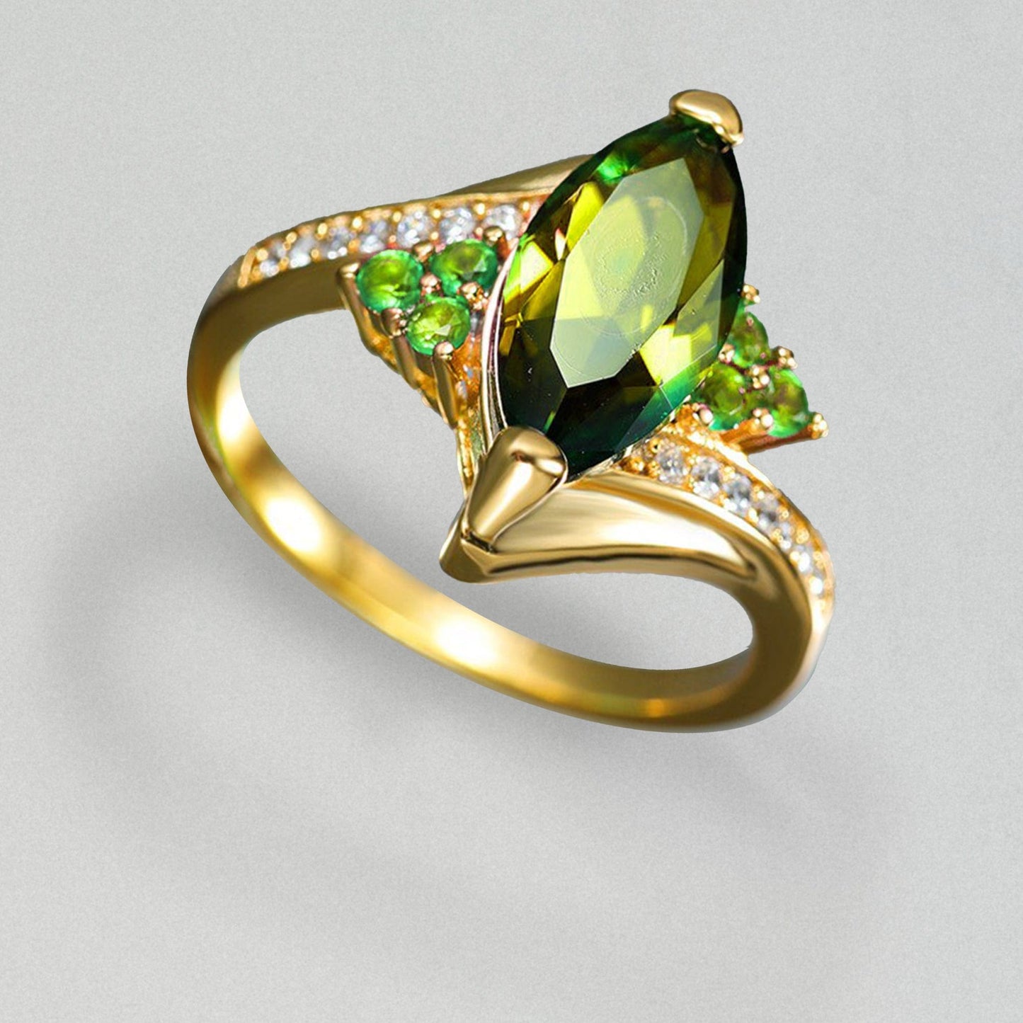 Mystic Peridot Sphere-Cut Ring