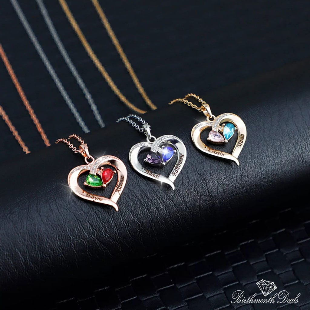 2 Color Water Drop Shape Birthstone Necklace - Birthmonth Deals