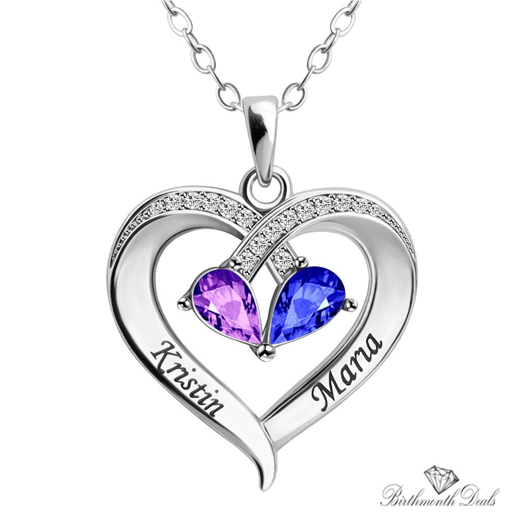 2 Color Water Drop Shape Birthstone Necklace - Birthmonth Deals