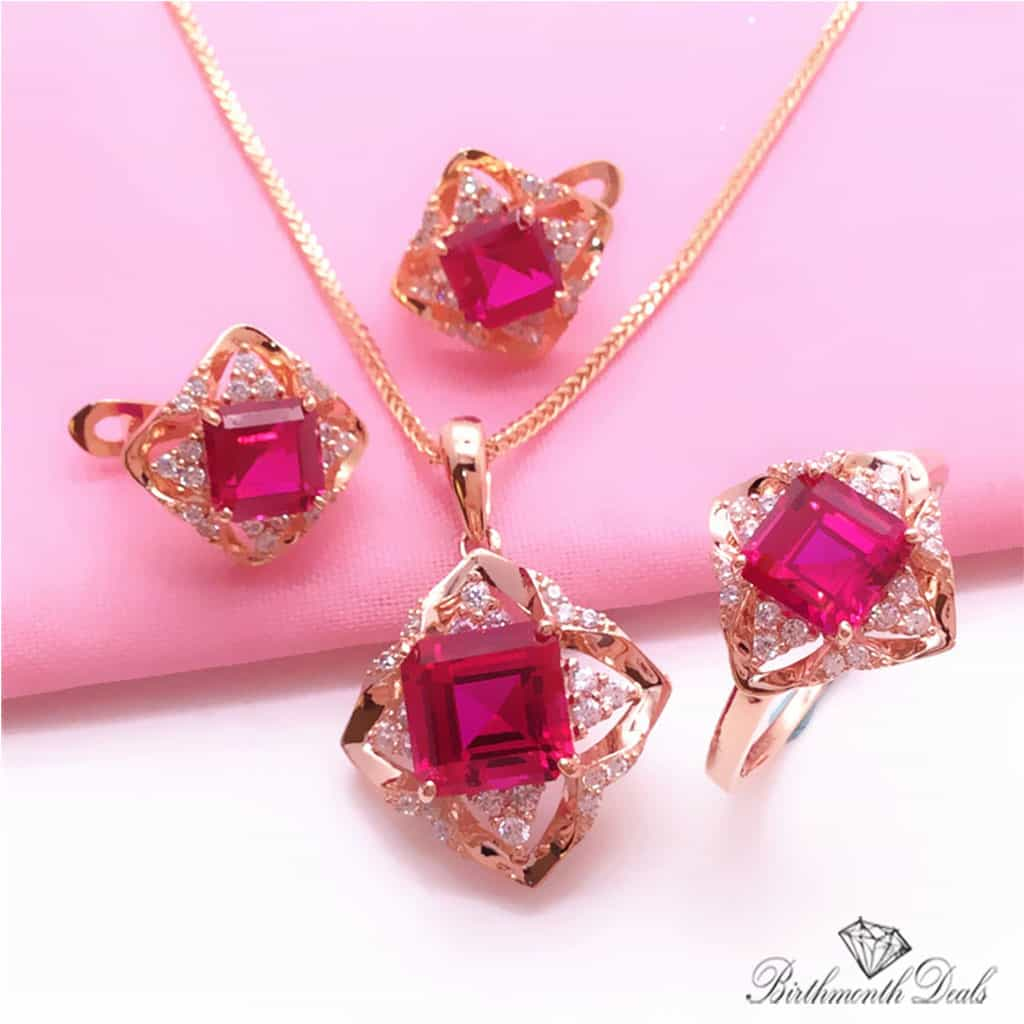 July Ruby Birthstone Jewelry Set - Birthmonth Deals