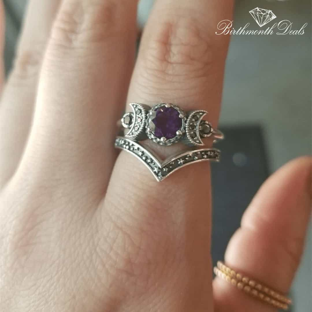 February Amethyst Birthstone Stacking Ring - Birthmonth Deals