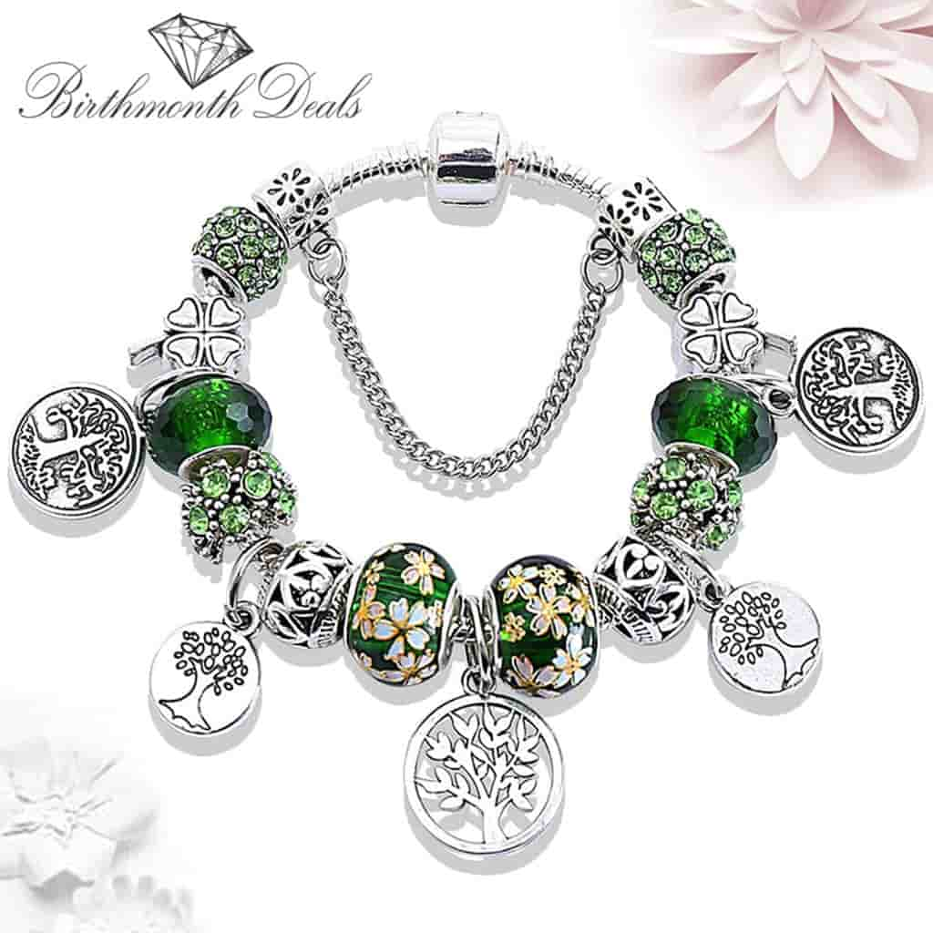 Tree of Life Peridot August Birthstone Charm Bracelet - Birthmonth Deals