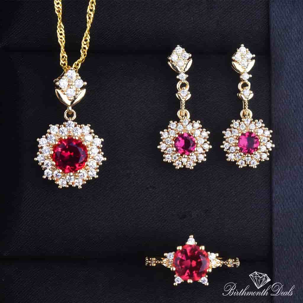 July Ruby Birthstone Jewelry Set - Birthmonth Deals