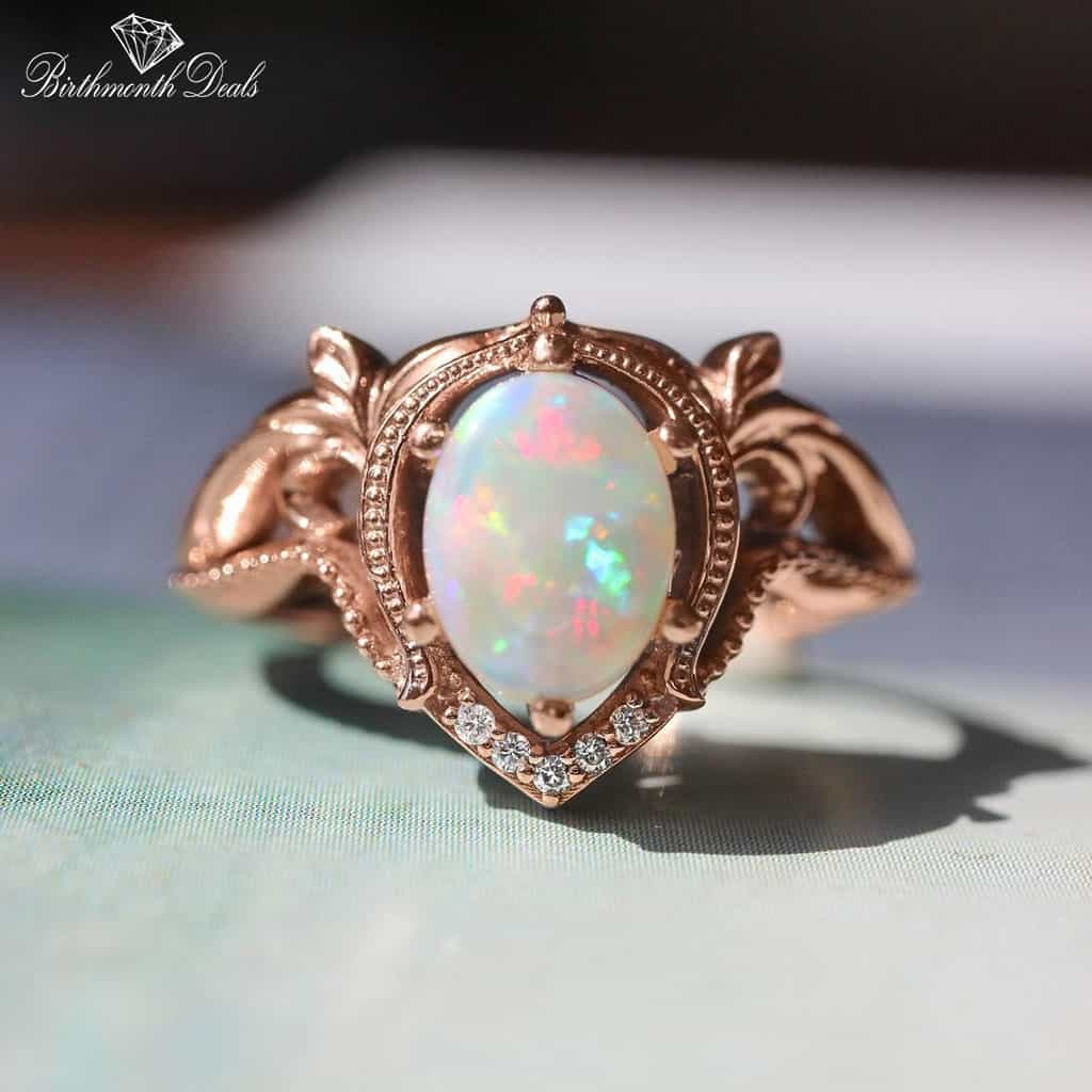 October Opal Birthstone Stacking Ring - Birthmonth Deals
