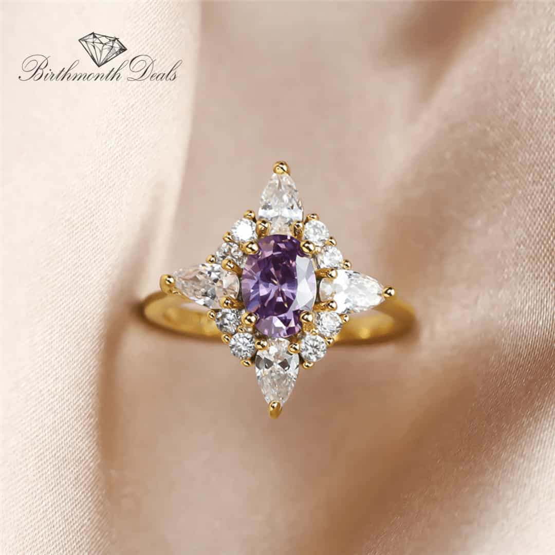 February Amethyst Birthstone Ring - Birthmonth Deals