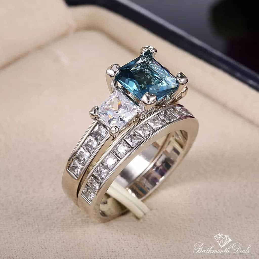 March Aquamarine Birthstone Stacking Ring - Birthmonth Deals