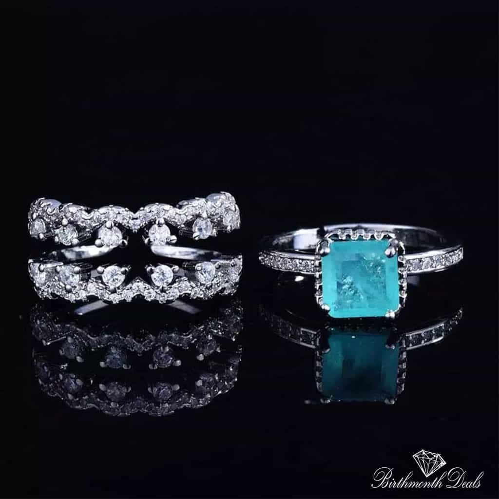 March Aquamarine Birthstone Stacking Ring - Birthmonth Deals