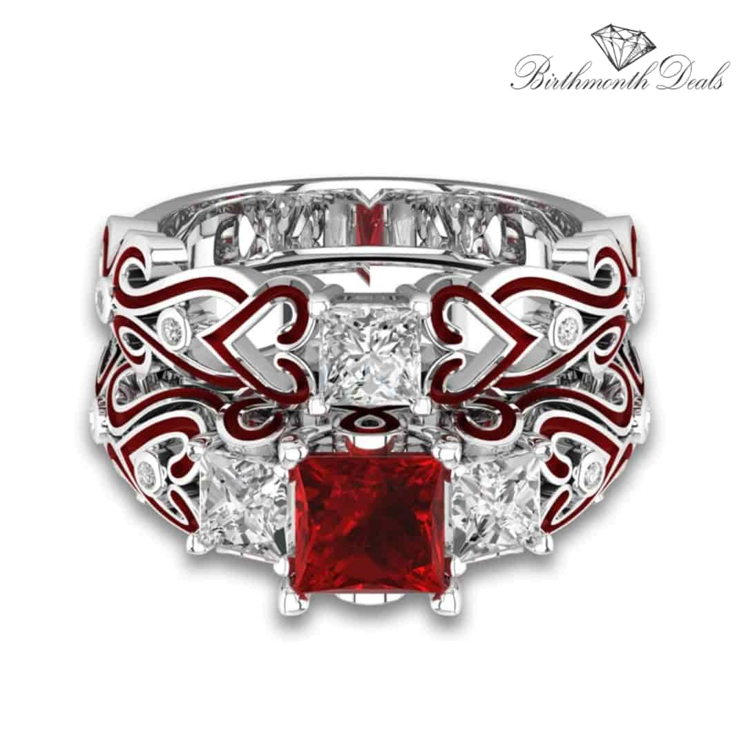 July Ruby Birthstone Stacking Ring - Birthmonth Deals