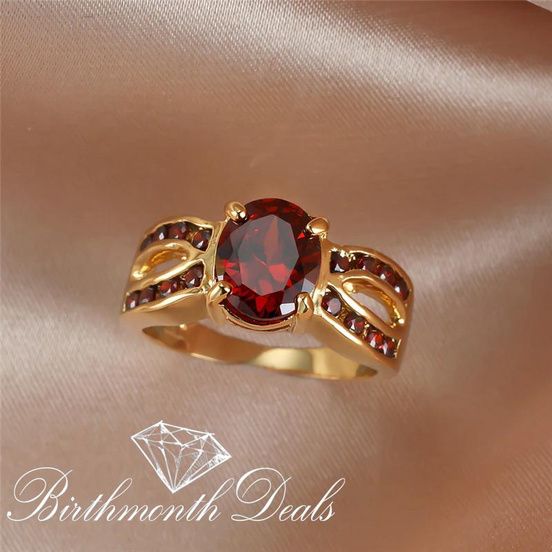 January Garnet Birthstone Ring - Birthmonth Deals