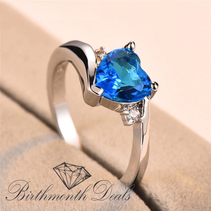 March Aquamarine Birthstone Ring - Birthmonth Deals