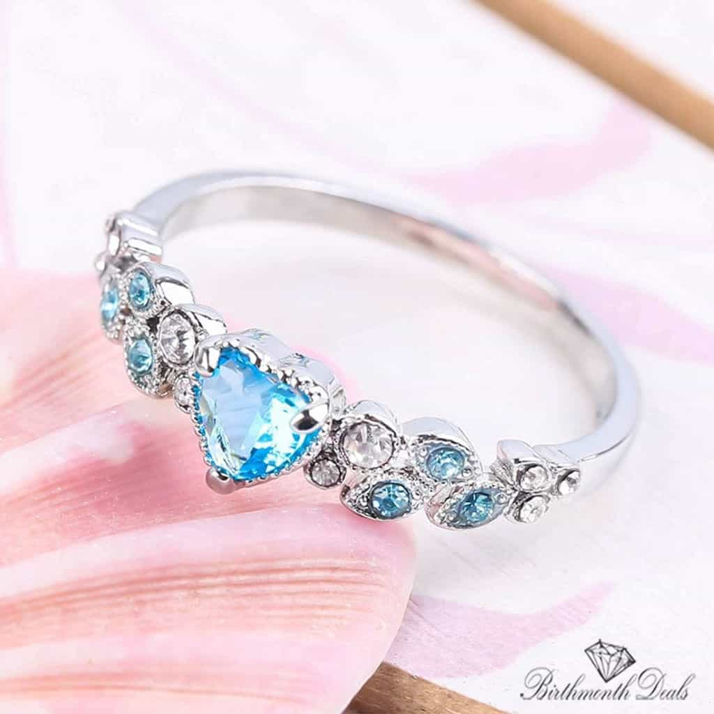 March Aquamarine Birthstone Ring - Birthmonth Deals