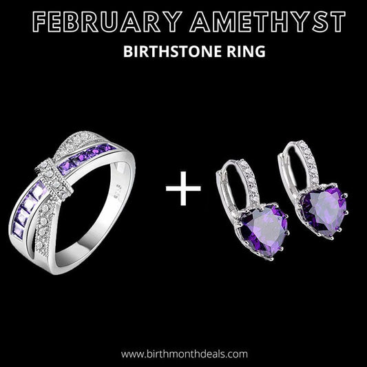 February Amethyst Birthstone Ring - Birthmonth Deals