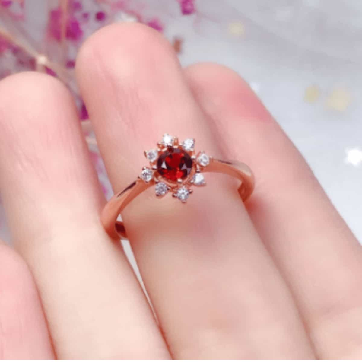 January Garnet Birthstone Ring - Birthmonth Deals