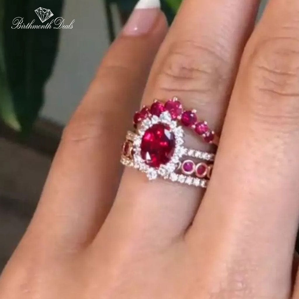 July Ruby Birthstone Stacking Ring - Birthmonth Deals