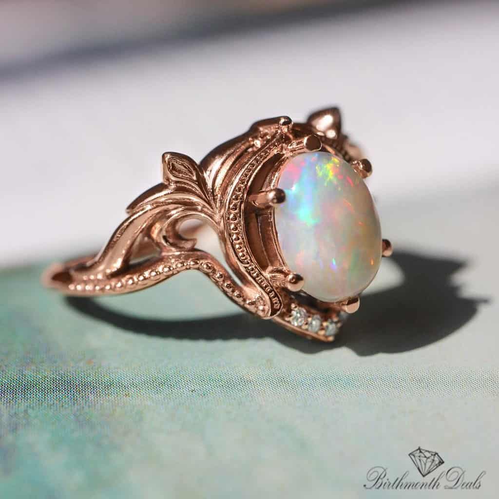 October Opal Birthstone Stacking Ring - Birthmonth Deals