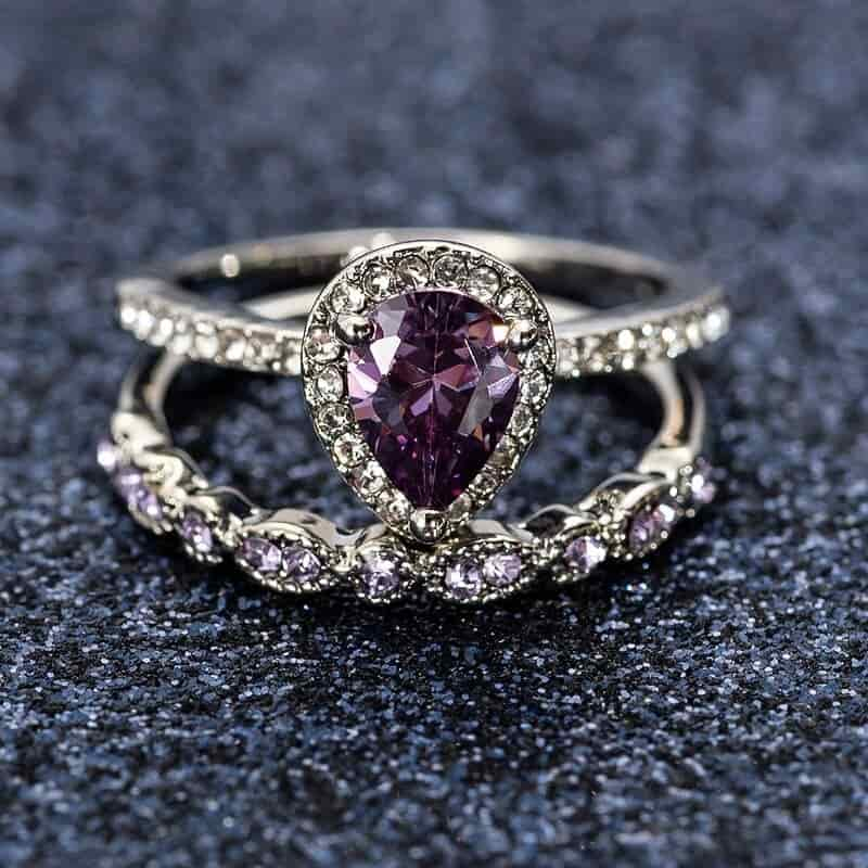 February Amethyst Birthstone Stacking Rings - Birthmonth Deals