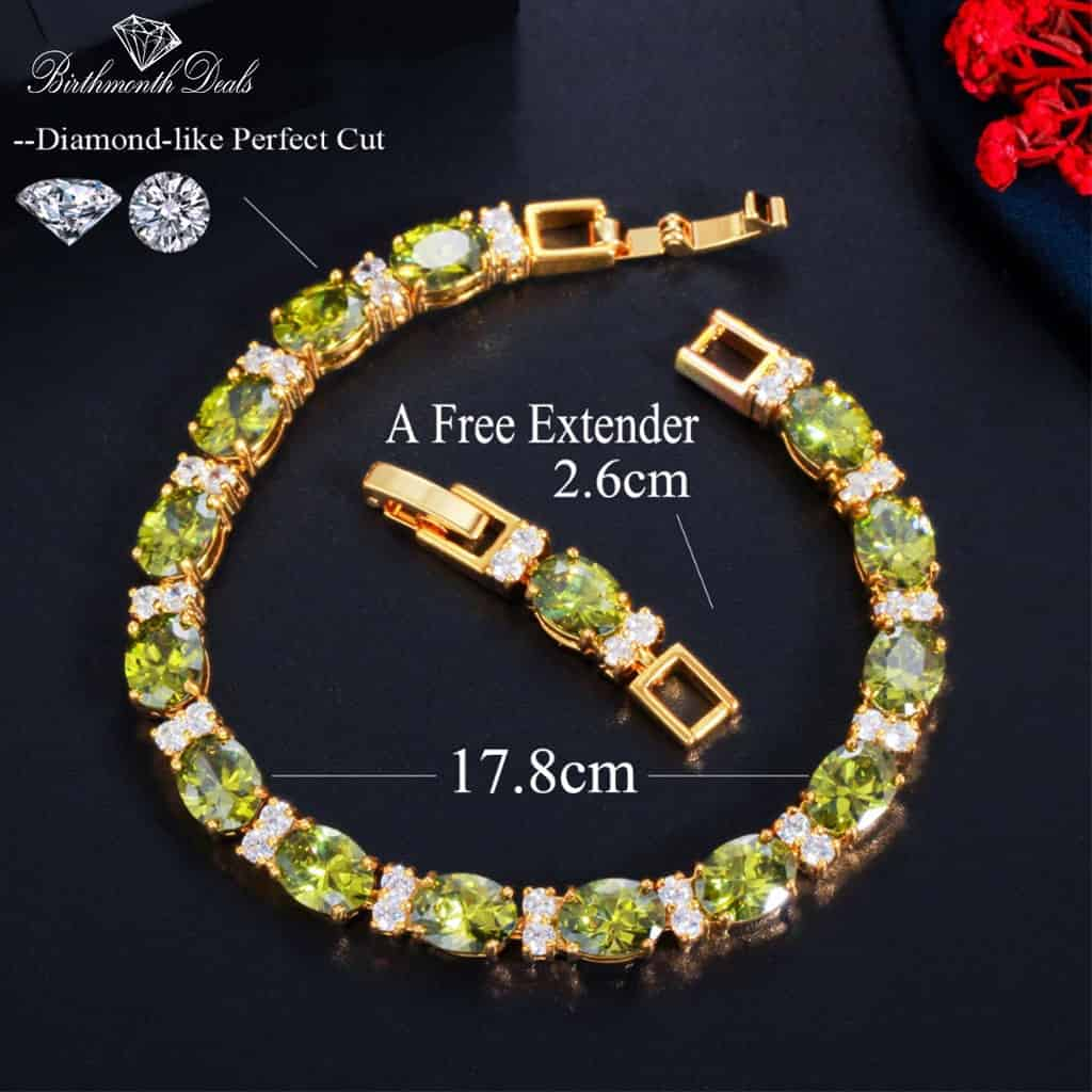 August Peridot Birthstone Bracelet - Birthmonth Deals