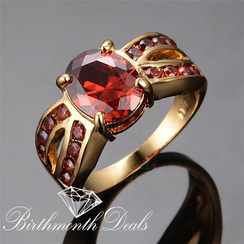 January Garnet Birthstone Ring - Birthmonth Deals