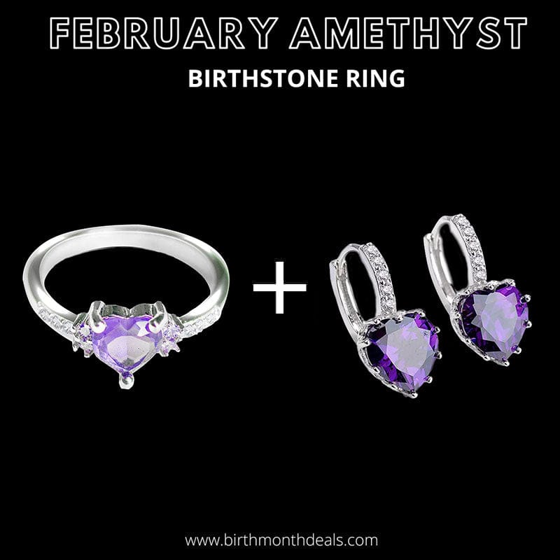 February Amethyst Birthstone Ring - Birthmonth Deals