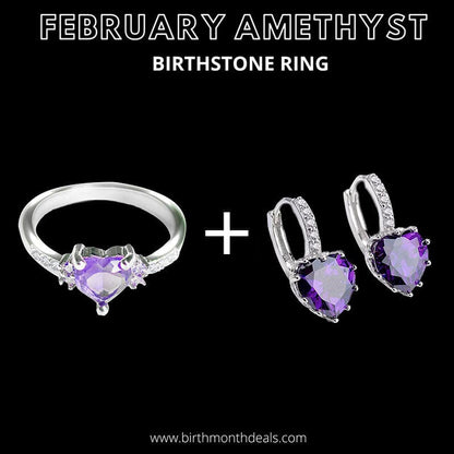 February Amethyst Birthstone Ring - Birthmonth Deals