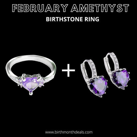 February Amethyst Birthstone Ring - Birthmonth Deals