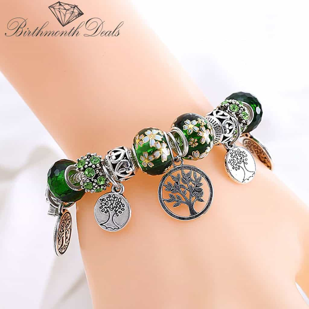 Tree of Life Peridot August Birthstone Charm Bracelet - Birthmonth Deals