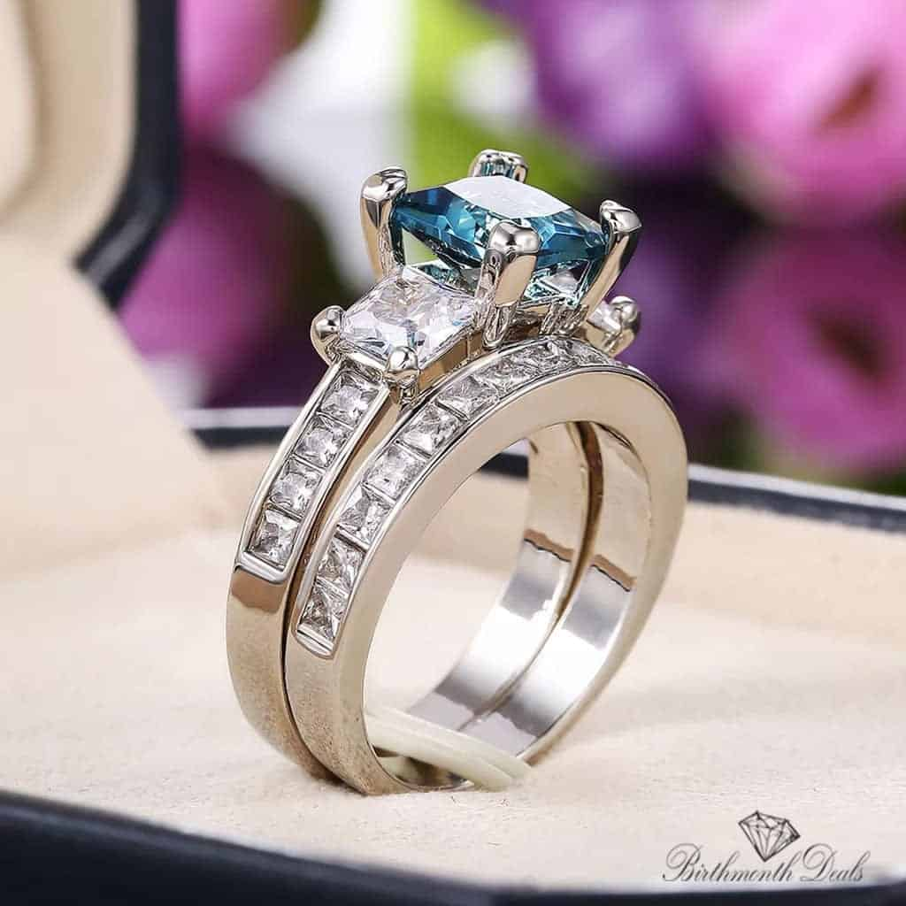 March Aquamarine Birthstone Stacking Ring - Birthmonth Deals