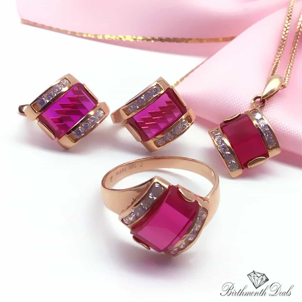 July Ruby Birthstone Jewelry Set - Birthmonth Deals