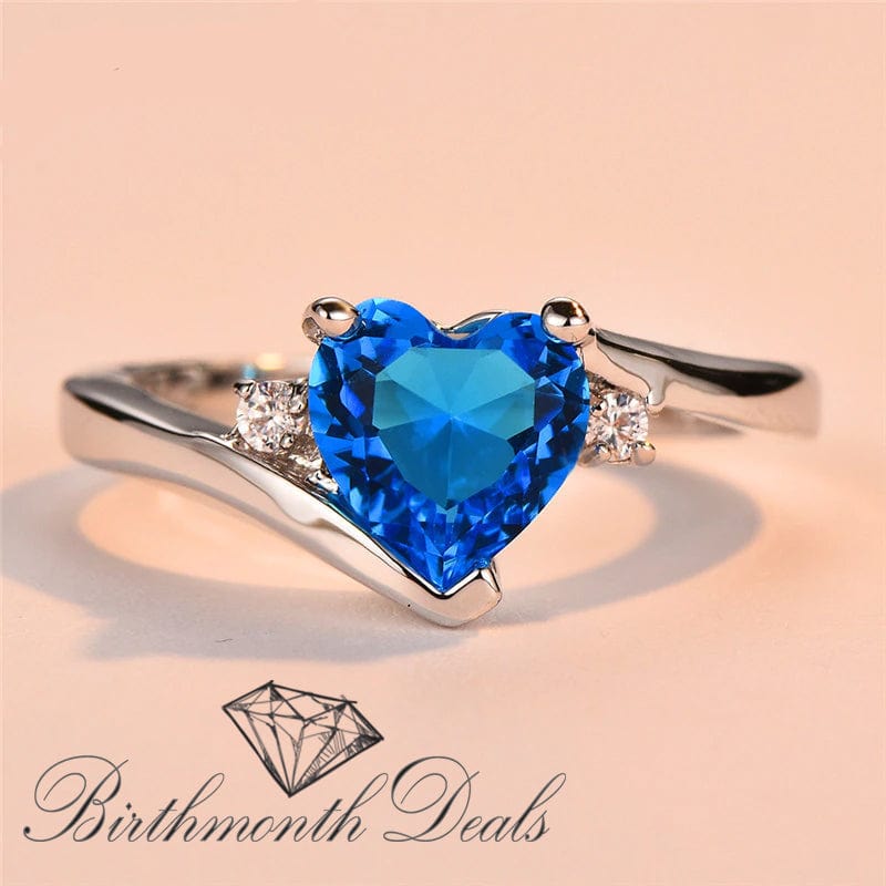 March Aquamarine Birthstone Ring - Birthmonth Deals