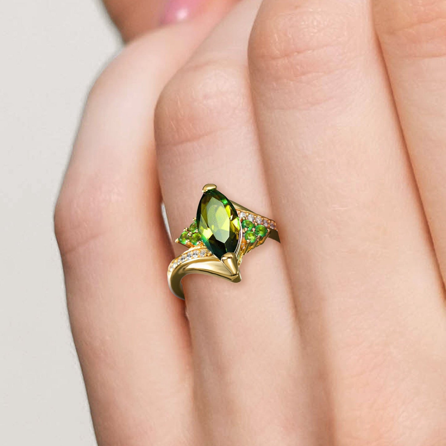 Mystic Peridot Sphere-Cut Ring