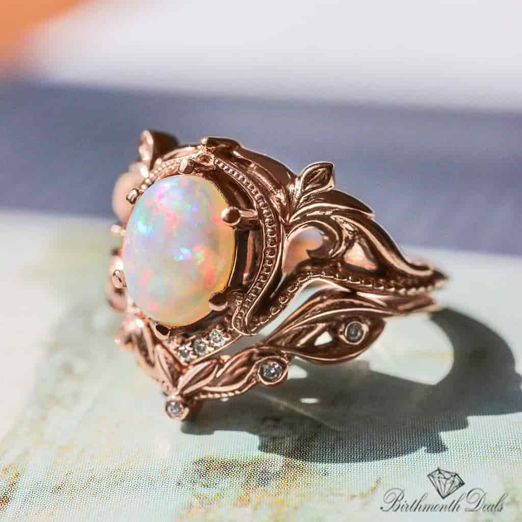 October Opal Birthstone Stacking Ring - Birthmonth Deals