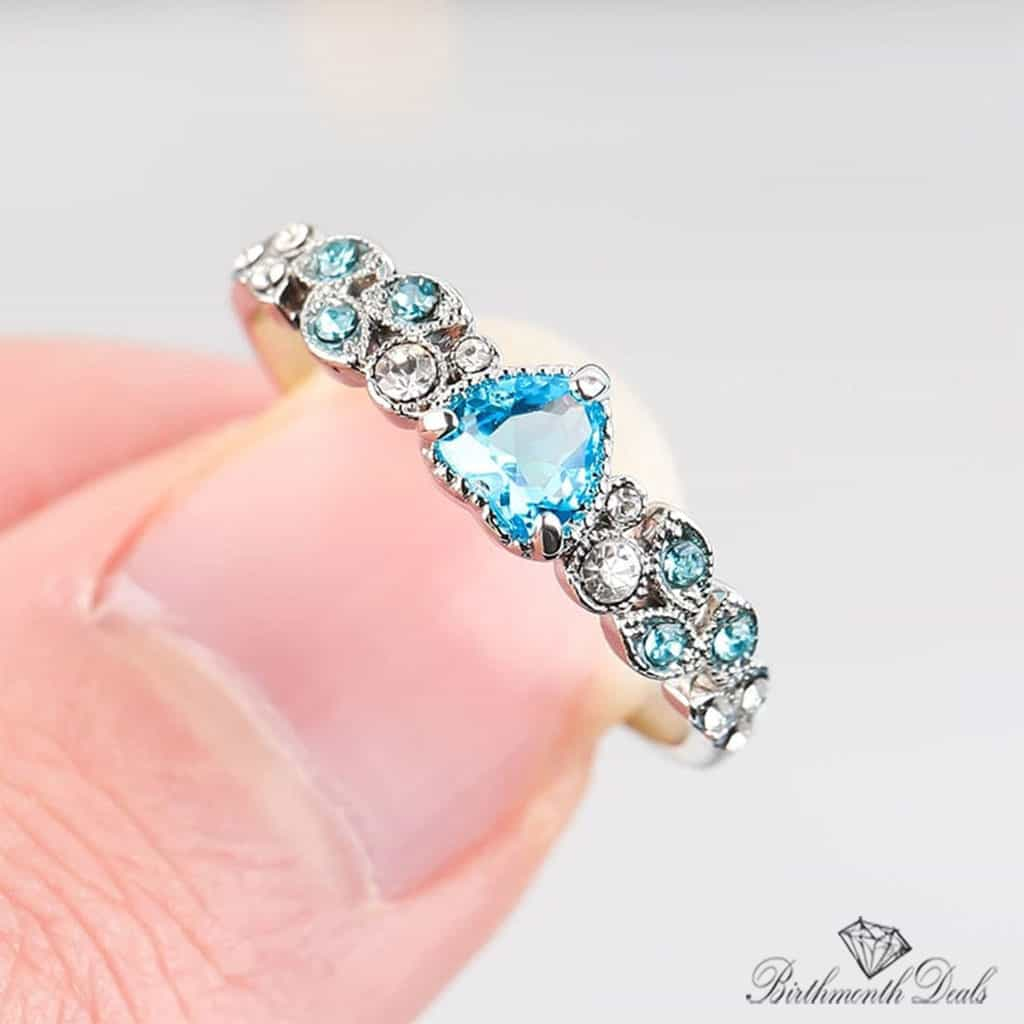 March Aquamarine Birthstone Ring - Birthmonth Deals