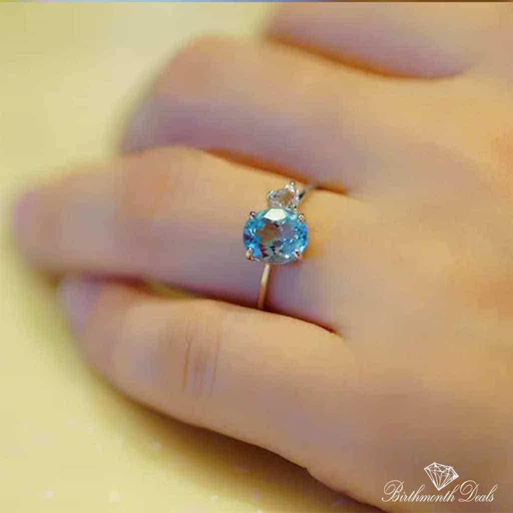 March Aquamarine Birthstone Ring - Birthmonth Deals