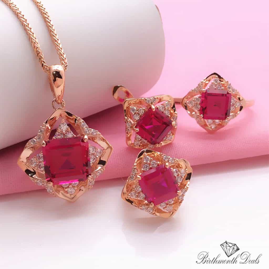 July Ruby Birthstone Jewelry Set - Birthmonth Deals