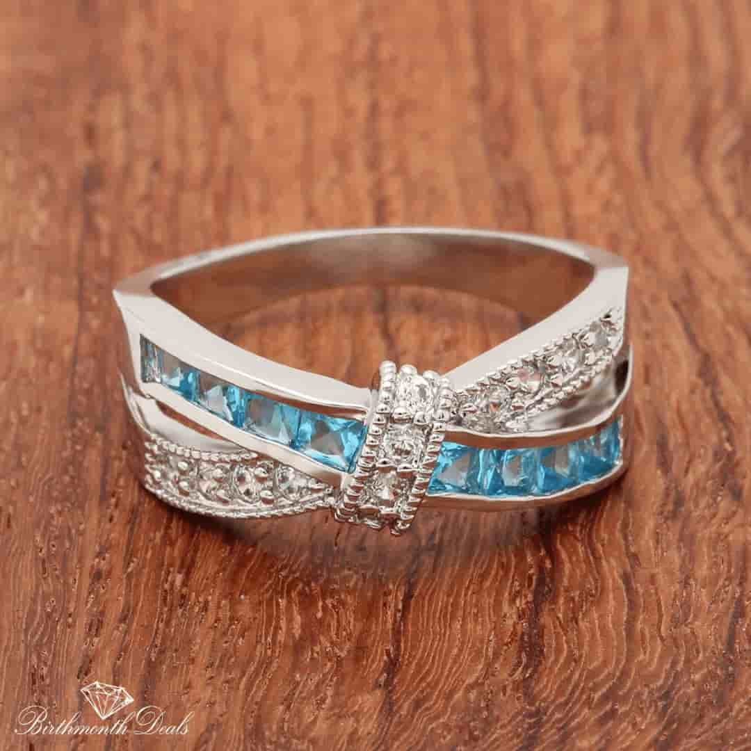 March Aquamarine Birthstone Ring - Birthmonth Deals