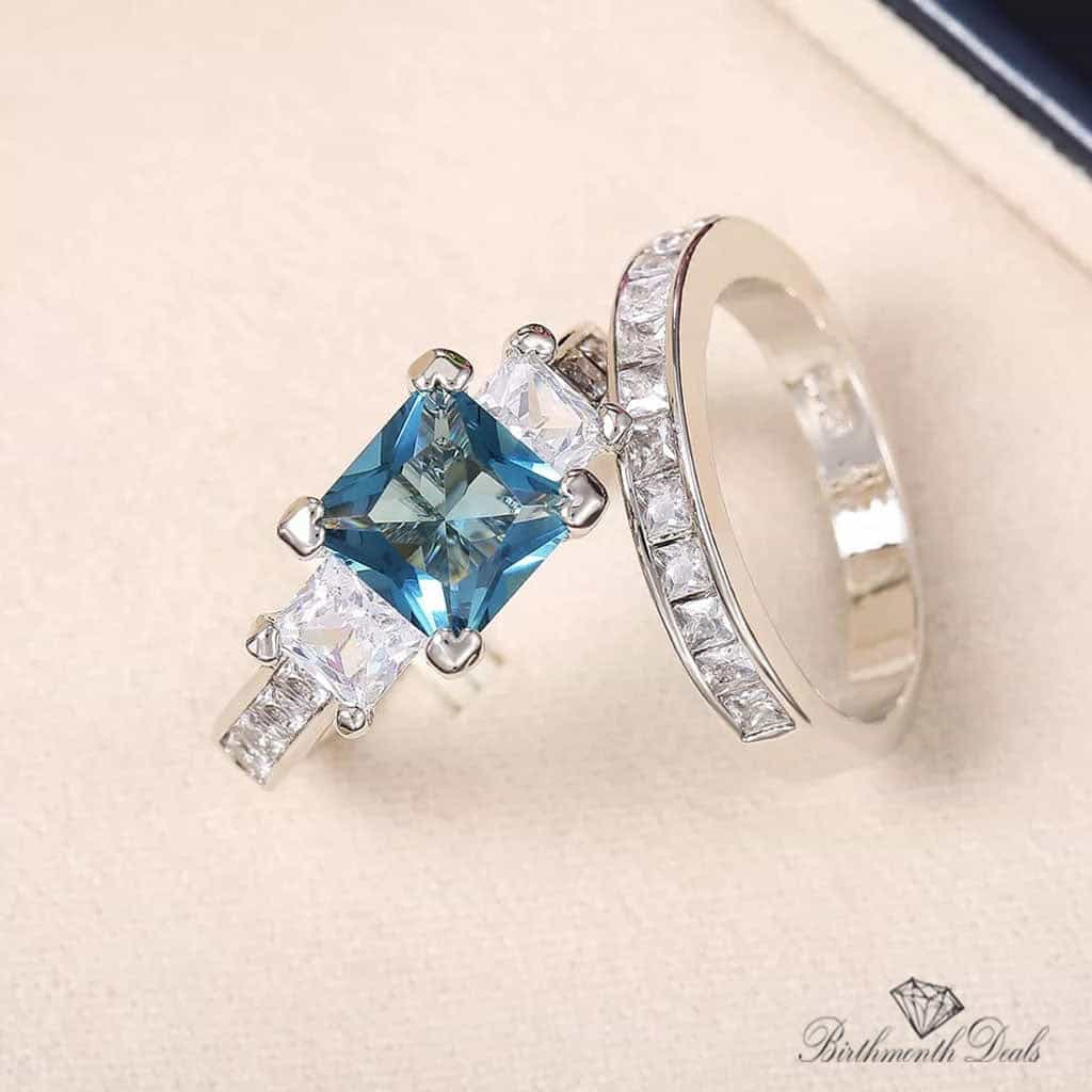 March Aquamarine Birthstone Stacking Ring - Birthmonth Deals