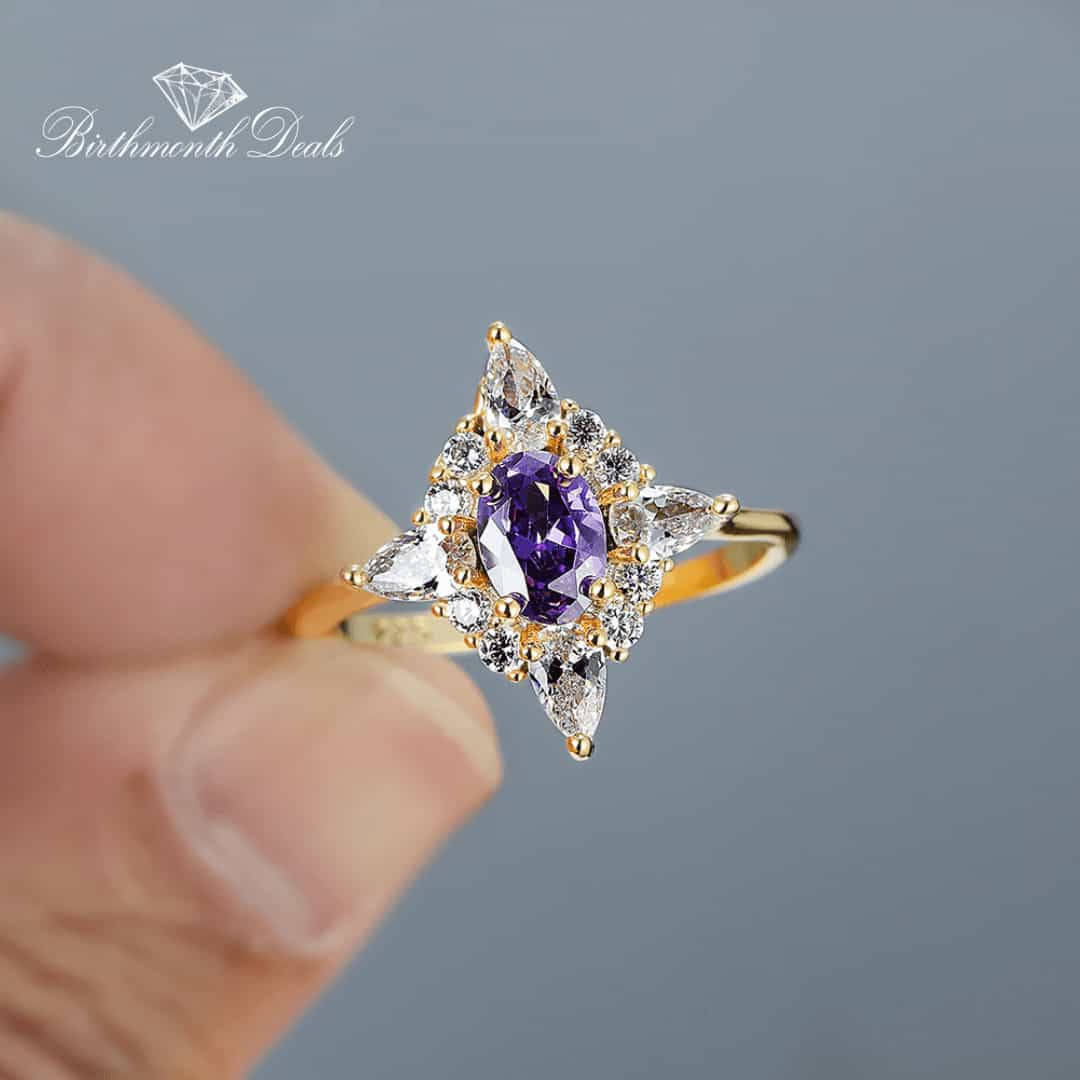 February Amethyst Birthstone Ring - Birthmonth Deals