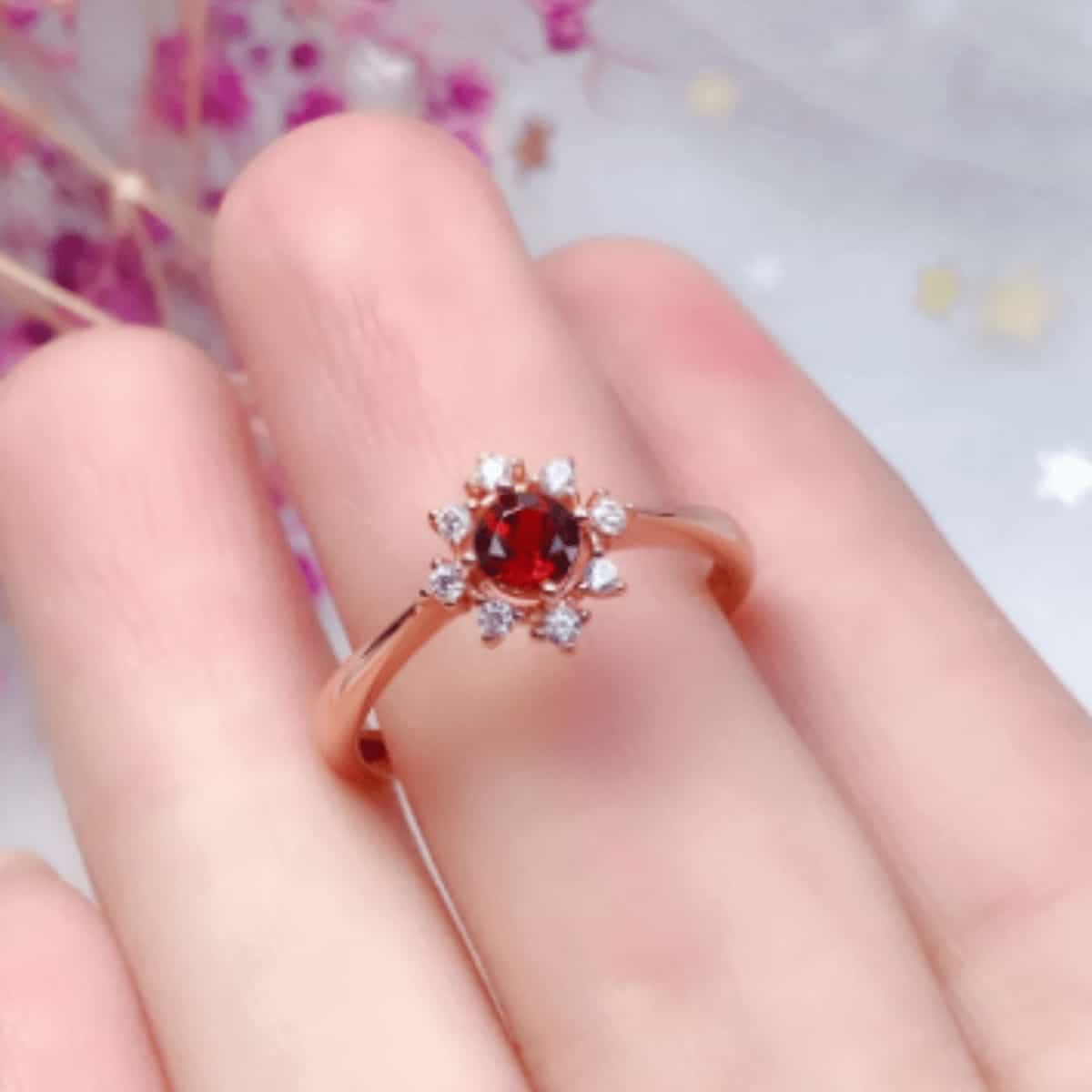 January Garnet Birthstone Ring - Birthmonth Deals