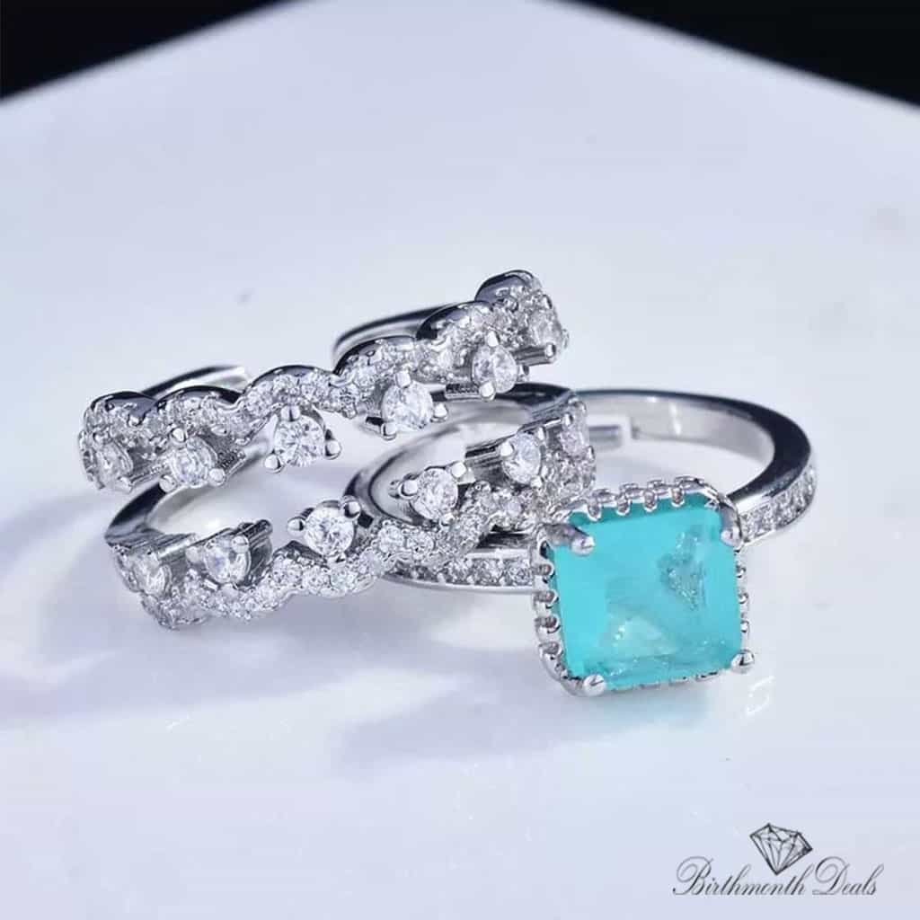 March Aquamarine Birthstone Stacking Ring - Birthmonth Deals