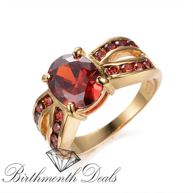 January Garnet Birthstone Ring - Birthmonth Deals