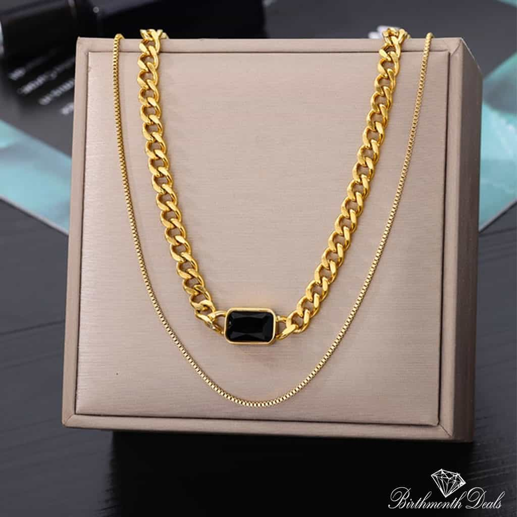 Multi Layered Stainless Necklace in Gold Collection - Birthmonth Deals