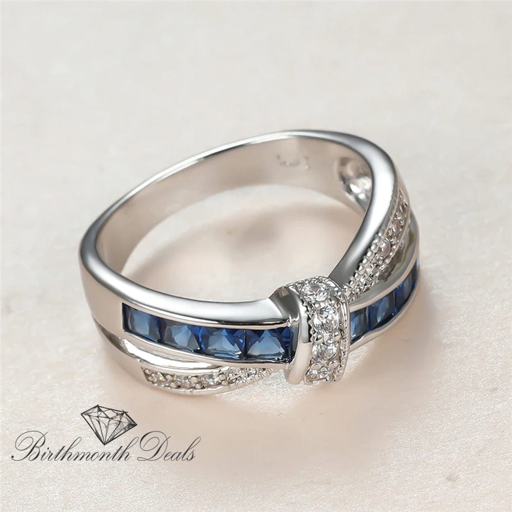 September Birthstone Sapphire Bow-Tie Ring - Birthmonth Deals