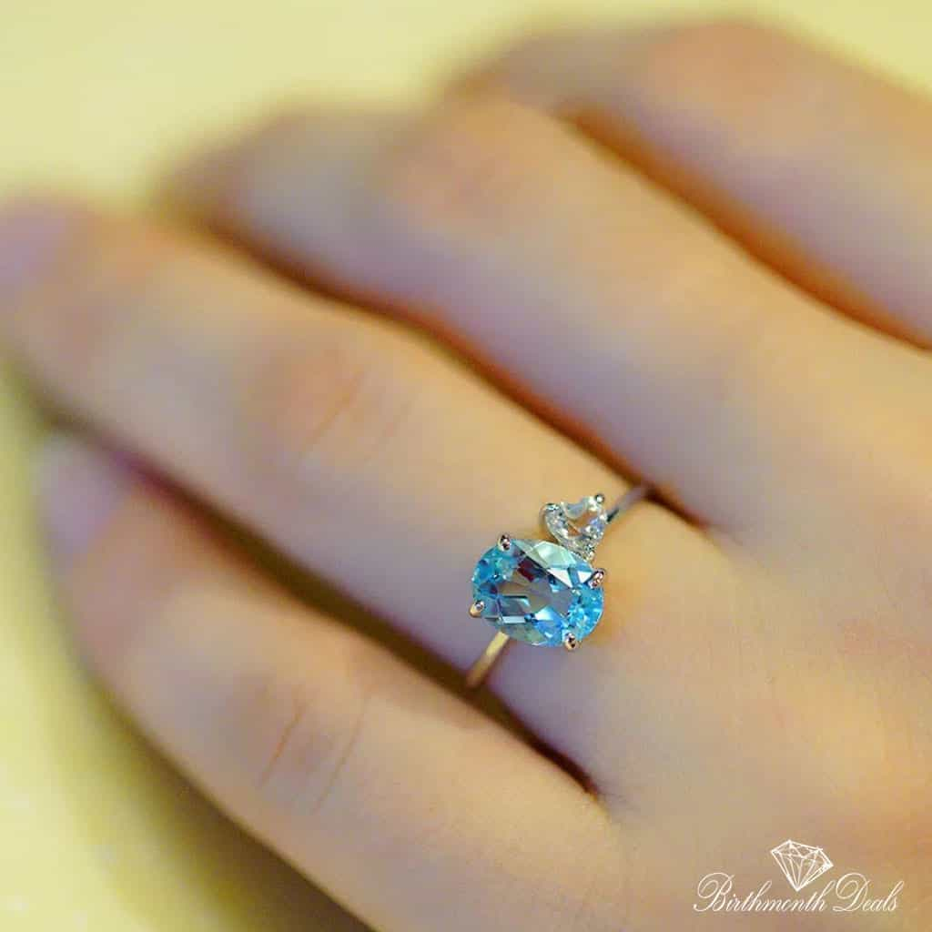 March Aquamarine Birthstone Ring - Birthmonth Deals