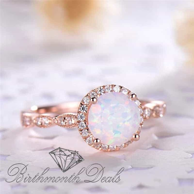 October Opal Birthstone Ring - Birthmonth Deals