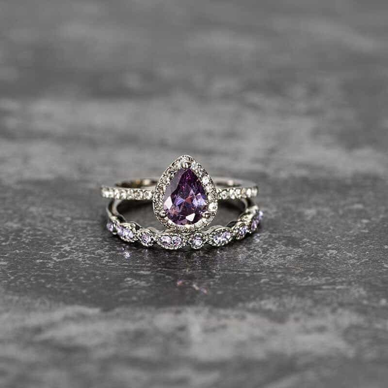 February Amethyst Birthstone Stacking Rings - Birthmonth Deals